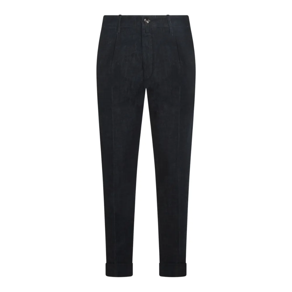 Jacob Cohen Straight Trousers With Cuffed Hem And Pockets In Blue