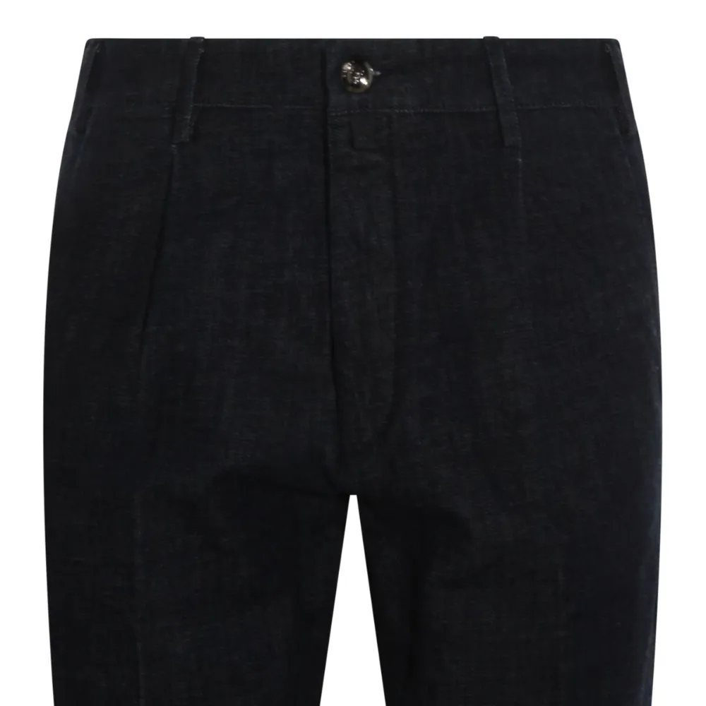 Jacob Cohen Straight Trousers With Cuffed Hem And Pockets In Blue