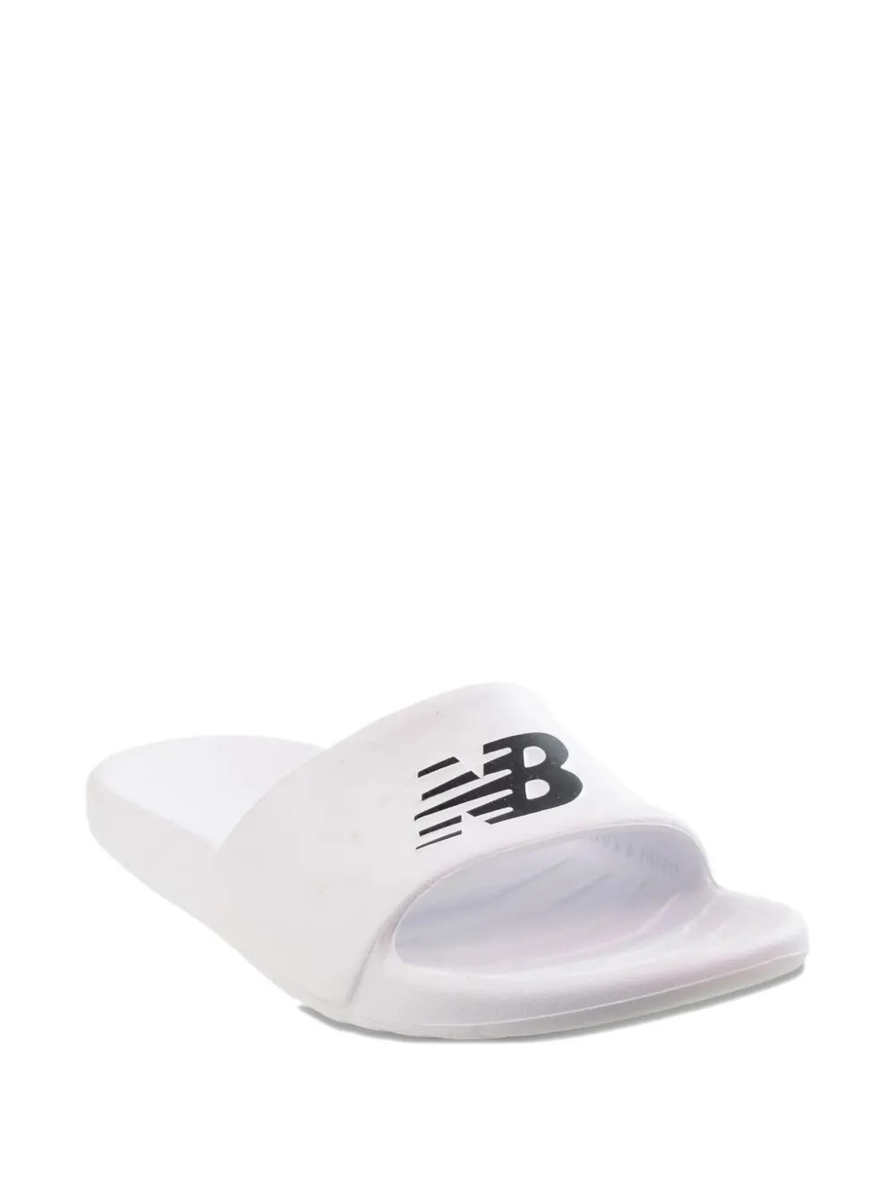 New Balance 4E logo-embossed slides White