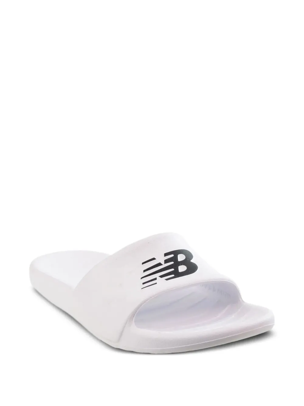 New Balance 4E logo-embossed slides White