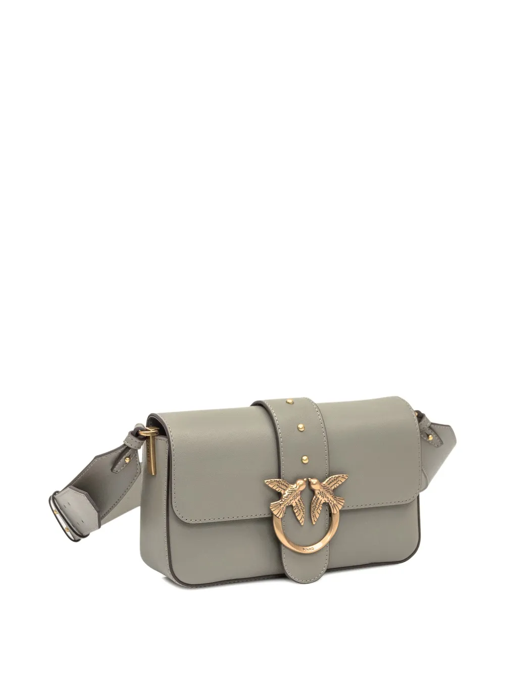 Pinko Mini Love Birds-detail Shoulder Bag In Gray