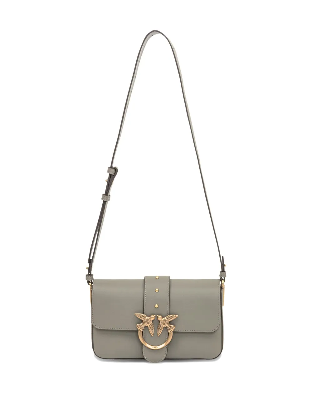 Pinko Mini Love Birds-detail Shoulder Bag In Gray