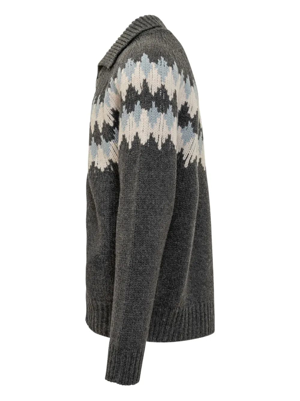 Alanui Sweet Winter Fair Isle-pattern Button Cardigan In Gray