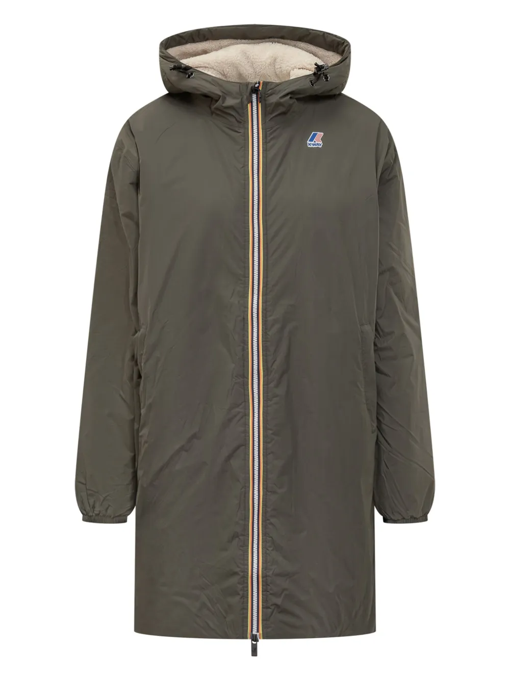 K-Way hooded longline jacket | Green | Image 1
