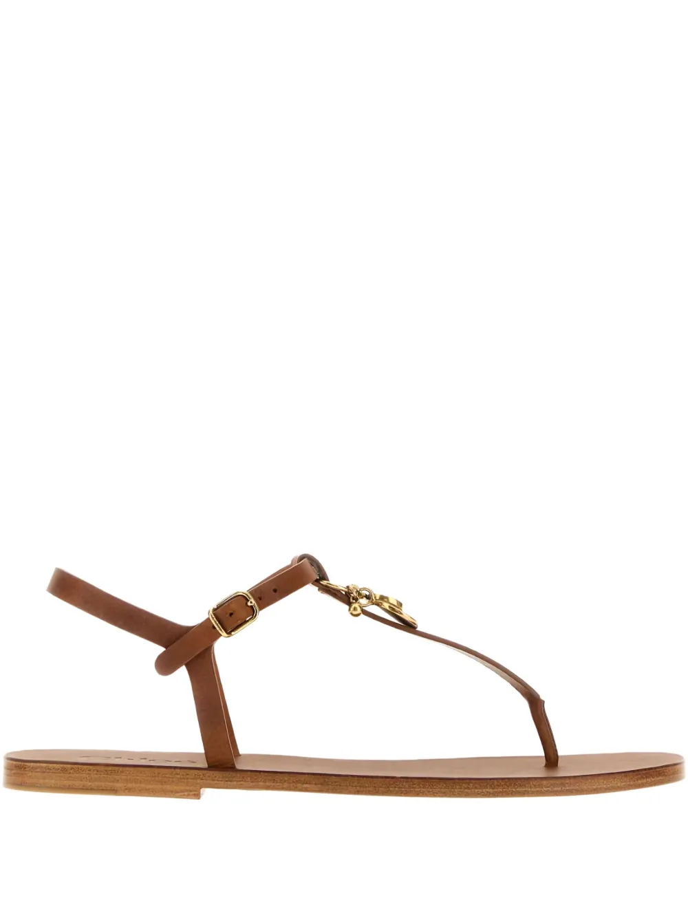 Chloé Leather Charm Sandals In Brown