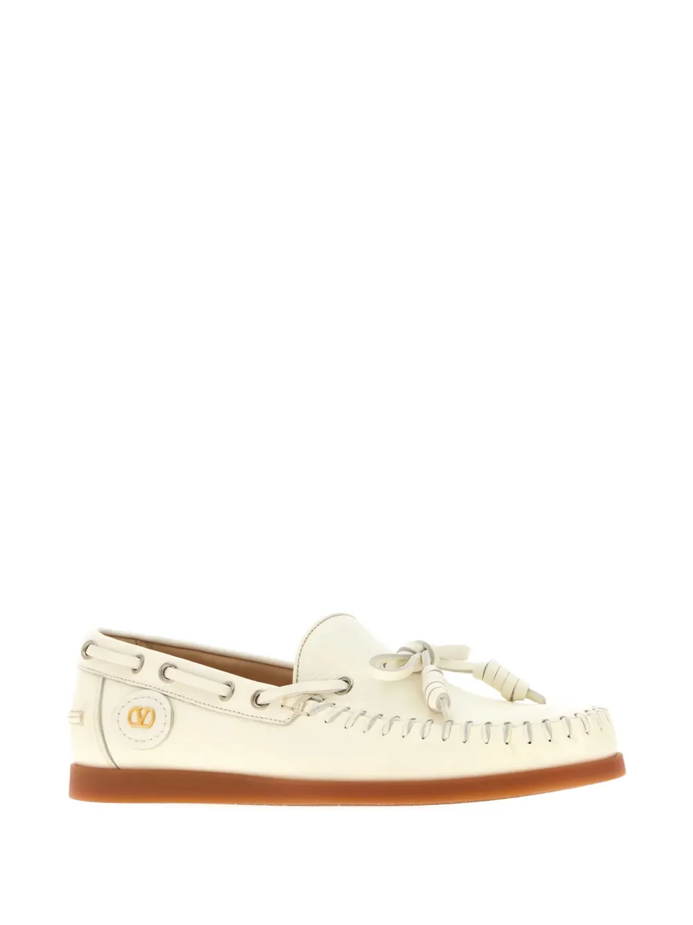 Valentino Garavani Palm Avenue buffalo leather boat shoe White