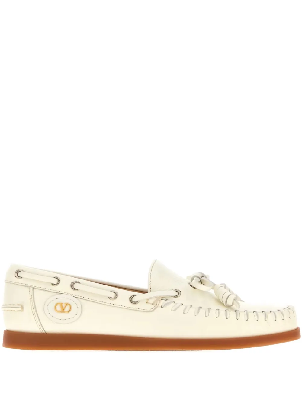 Valentino Garavani Palm Avenue buffalo leather boat shoe White