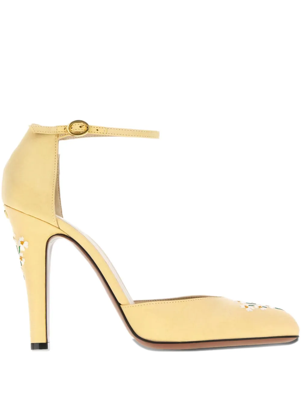 Valentino Garavani 105mm Hi Dolly floral-embroidered ankle-strap pumps Yellow