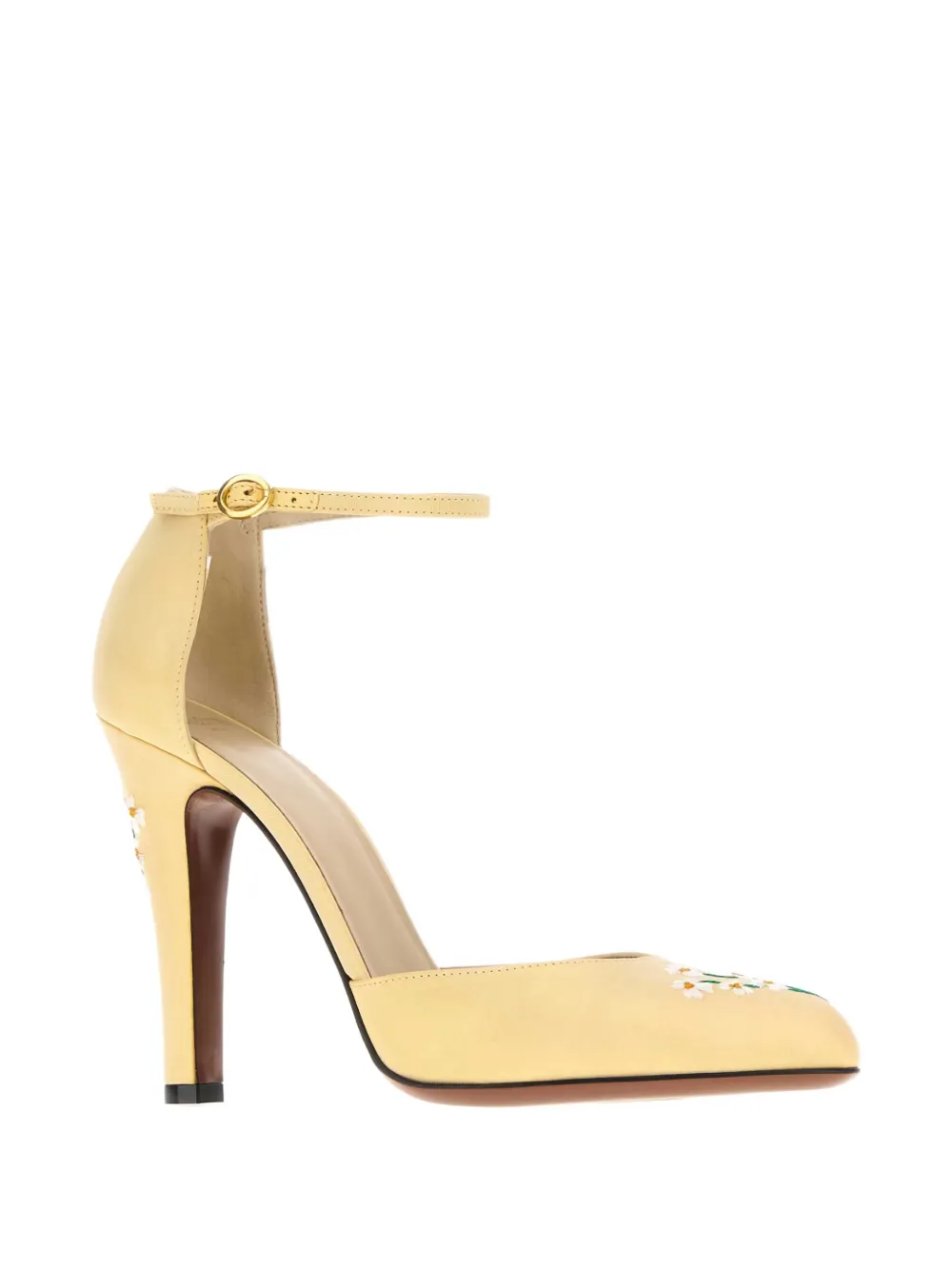 Valentino Garavani 105mm Hi Dolly floral-embroidered ankle-strap pumps Yellow