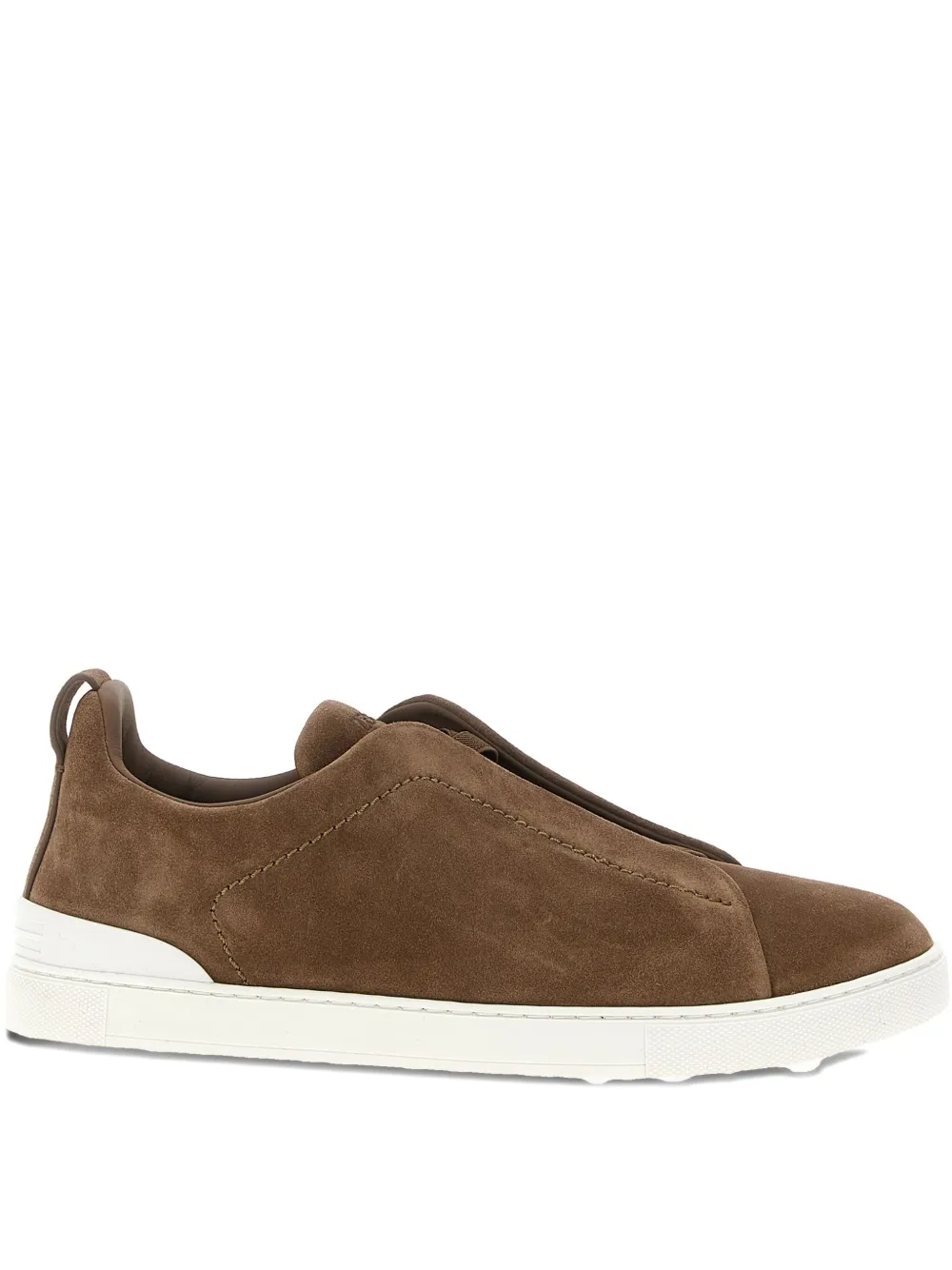 Zegna triple-stitch suede sneakers Brown