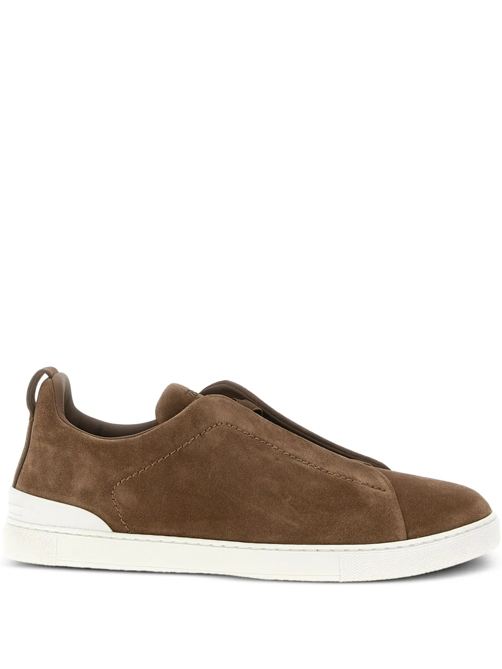 Zegna triple-stitch suede sneakers Brown