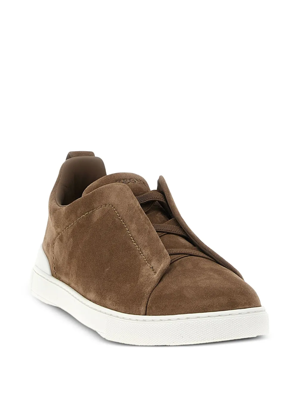 Zegna Suède sneakers met stiksels Bruin