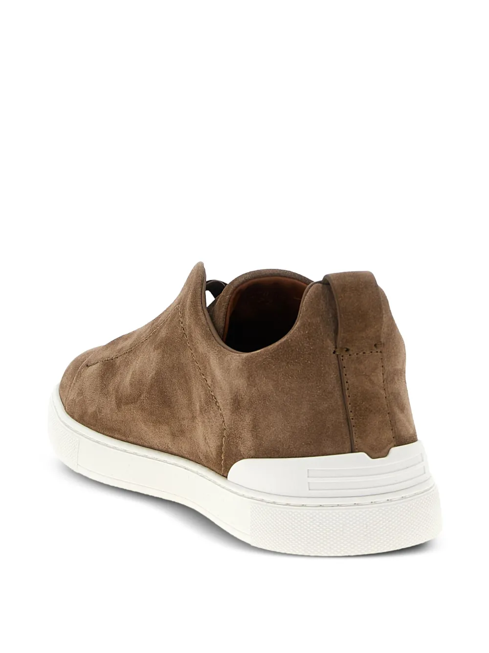 Zegna Suède sneakers met stiksels Bruin