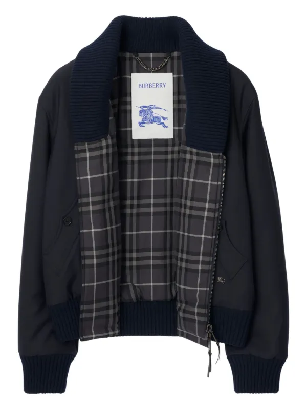 Burberry ribbed-trim Bomber Jacket Blue FARFETCH TR