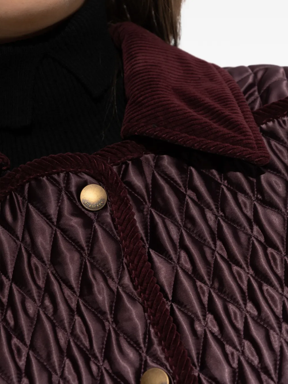 Burberry Donsjack met ribfluwelen afwerking Rood