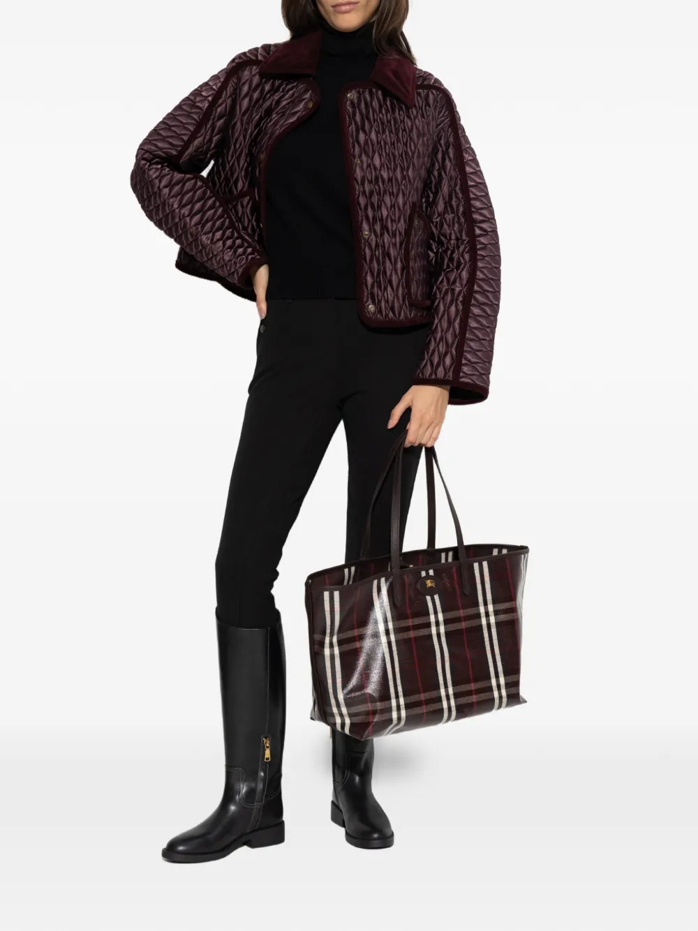 Burberry Donsjack met ribfluwelen afwerking Rood