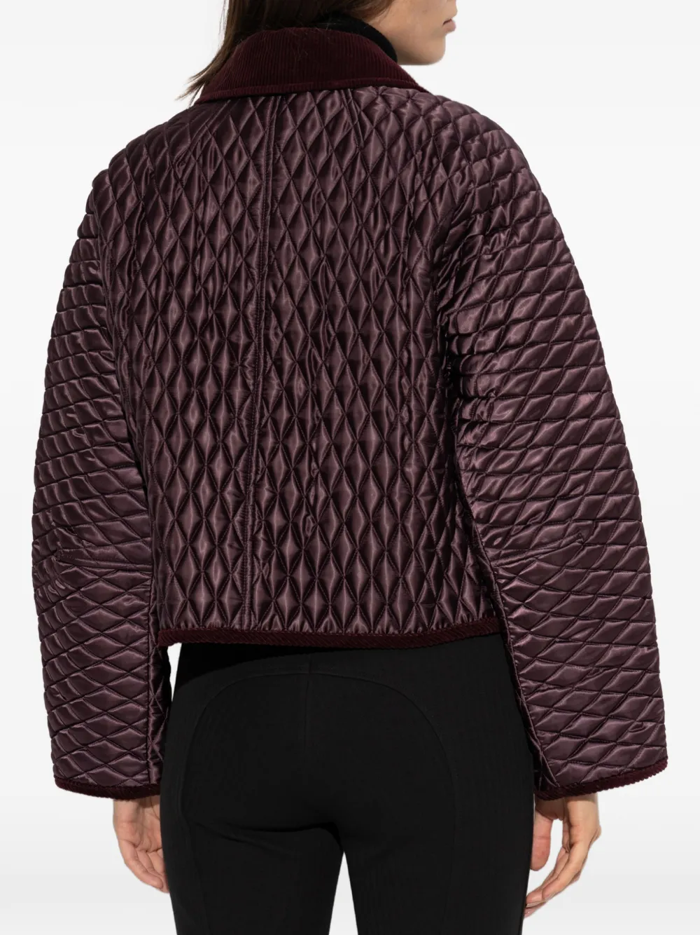 Burberry Donsjack met ribfluwelen afwerking Rood