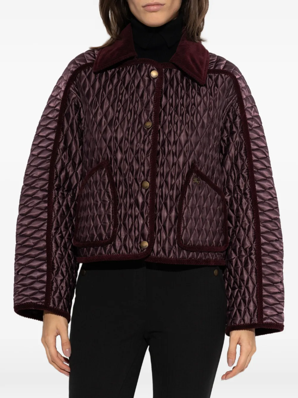 Burberry Donsjack met ribfluwelen afwerking Rood