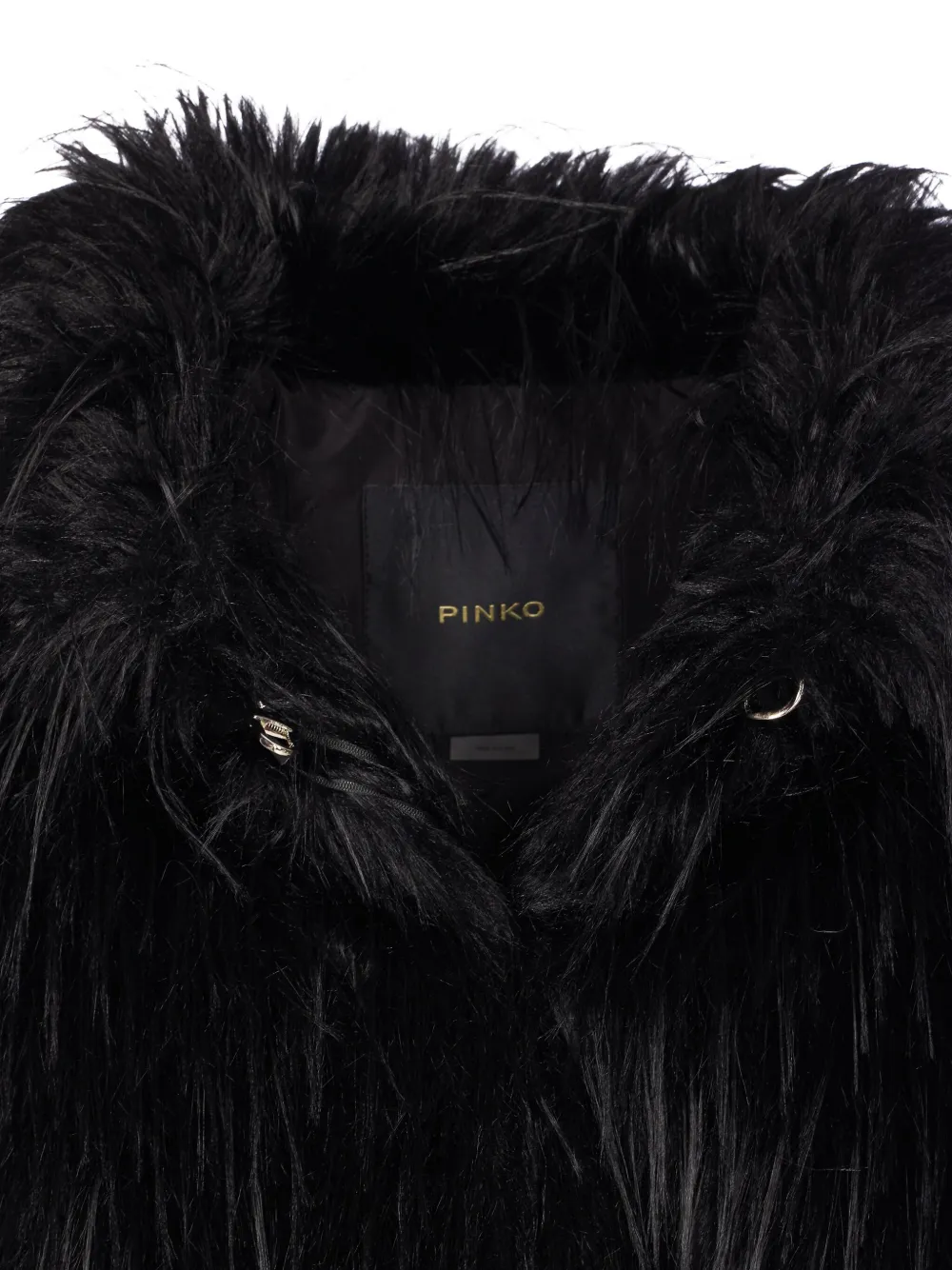 Pinko High-neck Faux-fur Jacket In Black