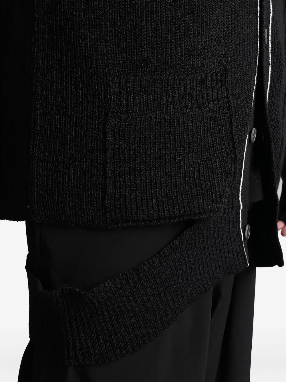 Yohji Yamamoto Button Trim Cardigan In Black