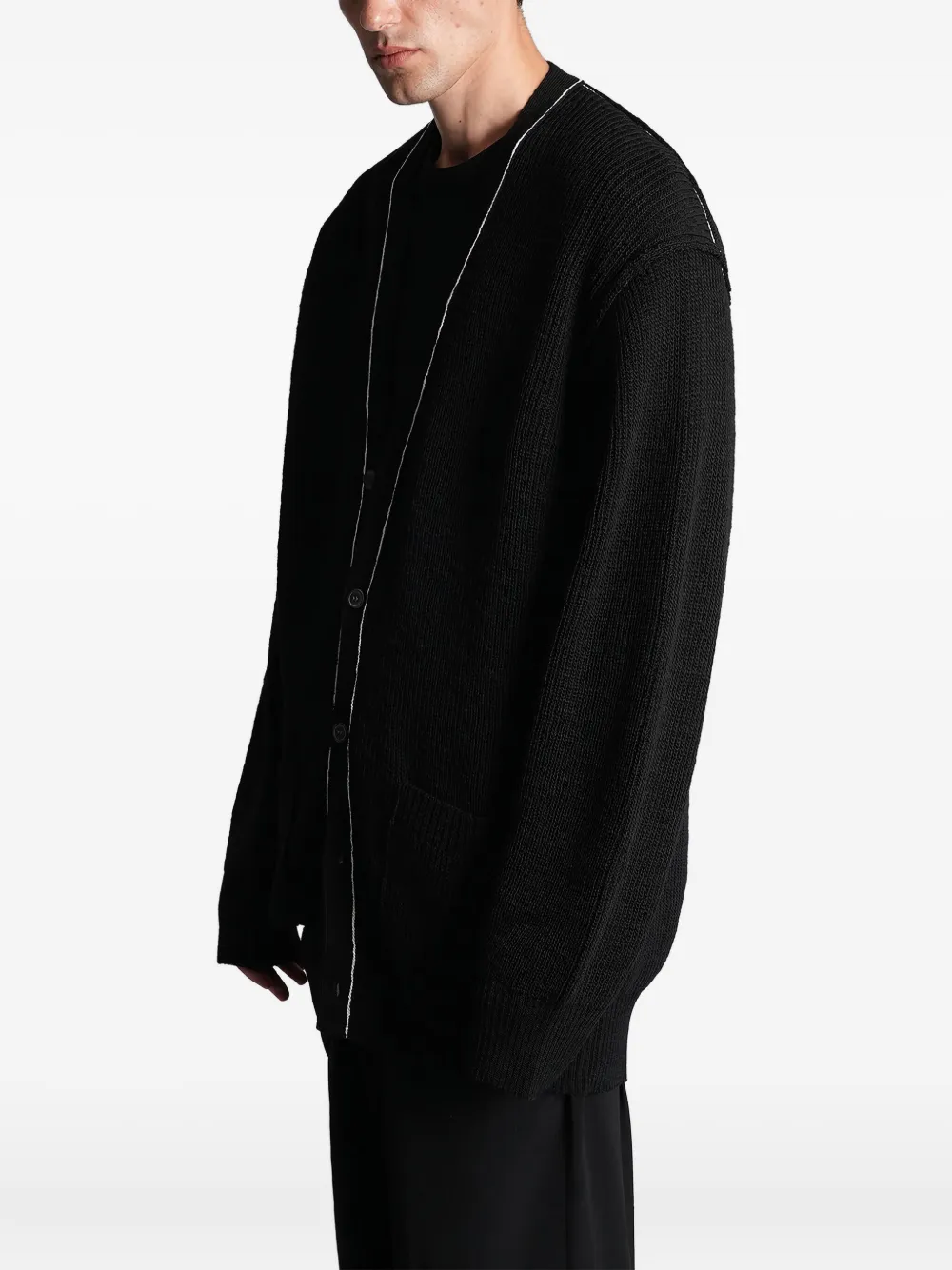 Yohji Yamamoto Button Trim Cardigan In Black