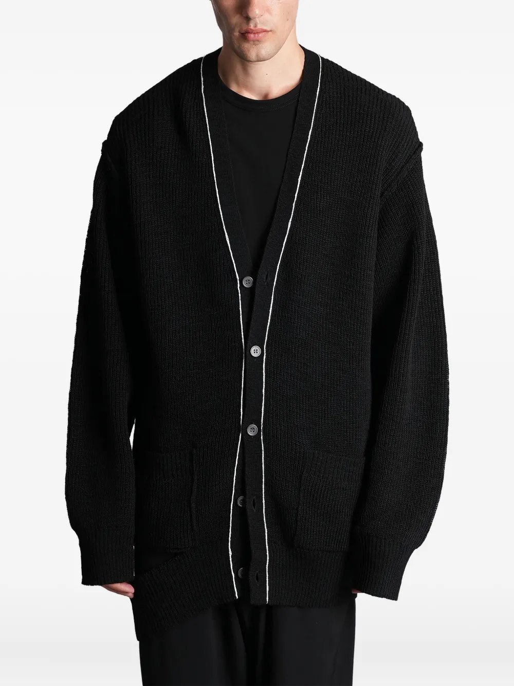 Yohji Yamamoto Button Trim Cardigan In Black