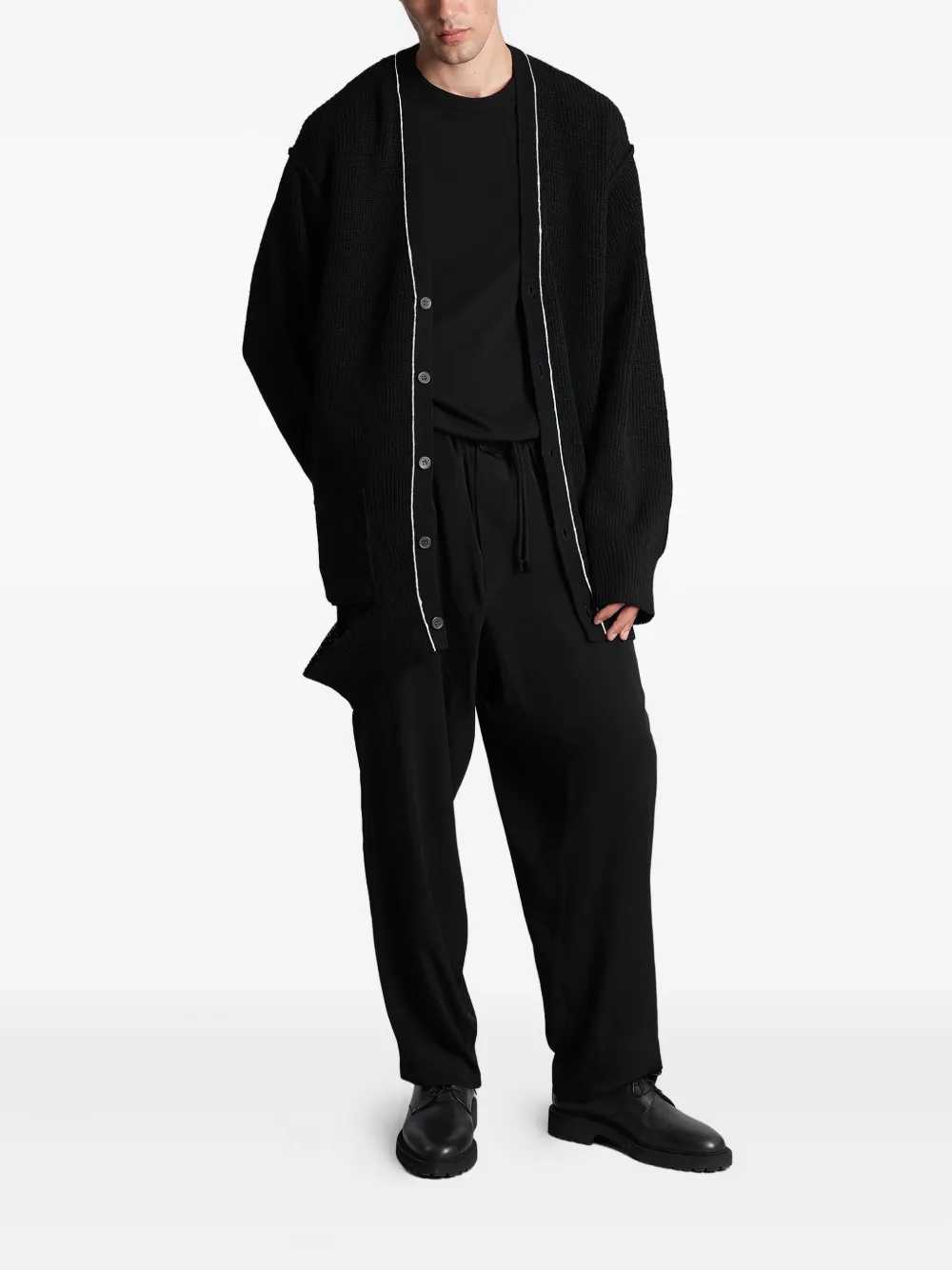 Yohji Yamamoto Button Trim Cardigan In Black
