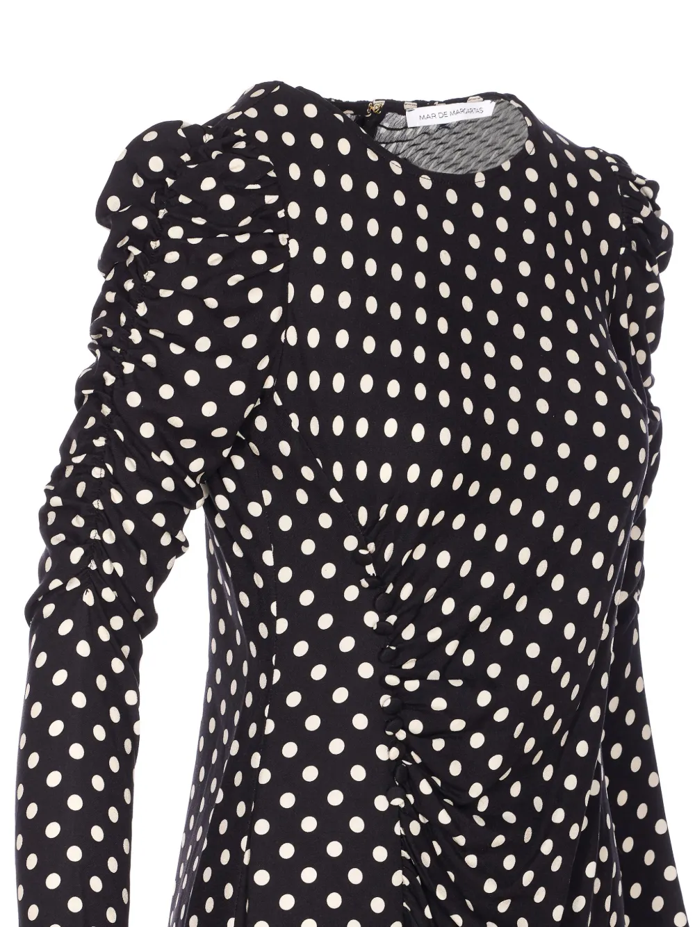 MAR DE MARGARITAS polka-dot ruched-sleeve dress - Nero