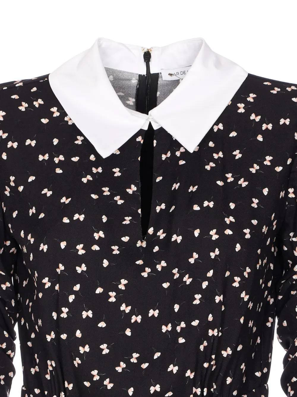 MAR DE MARGARITAS Jurk met kraag en strikprint Zwart