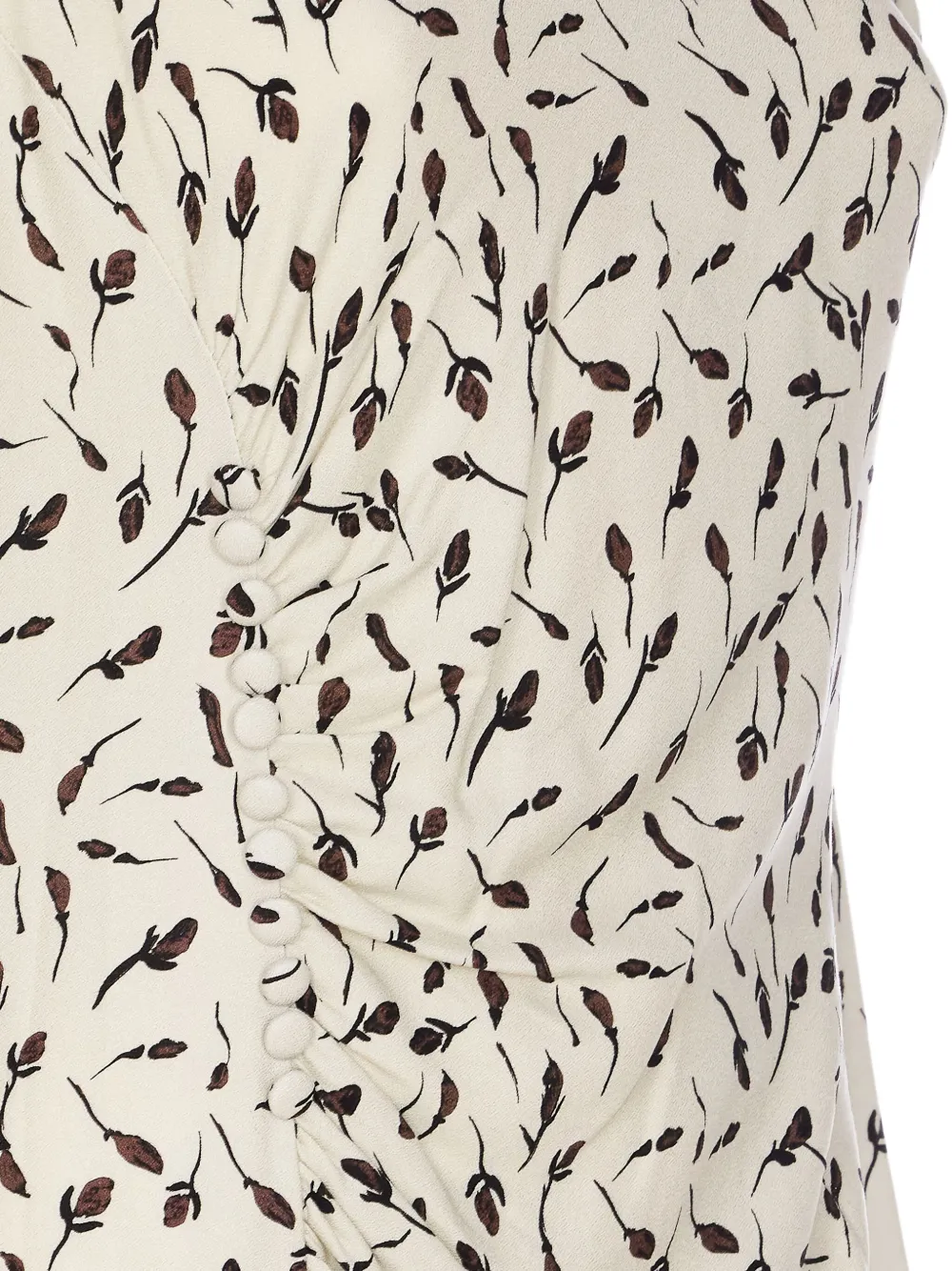 MAR DE MARGARITAS Jurk met ruchemouwen en bloemenprint - Beige
