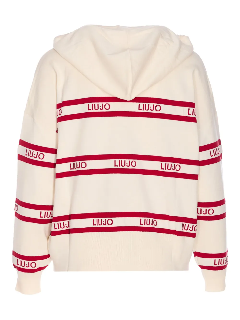 LIU JO logo-intarsia striped hoodie | White | Image 1