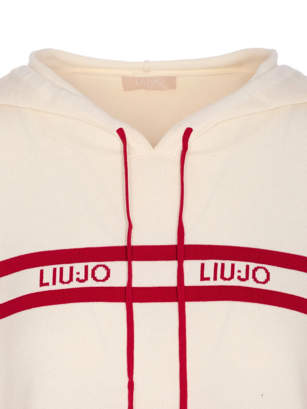 LIU JO Gestreepte hoodie met logo intarsia - Wit