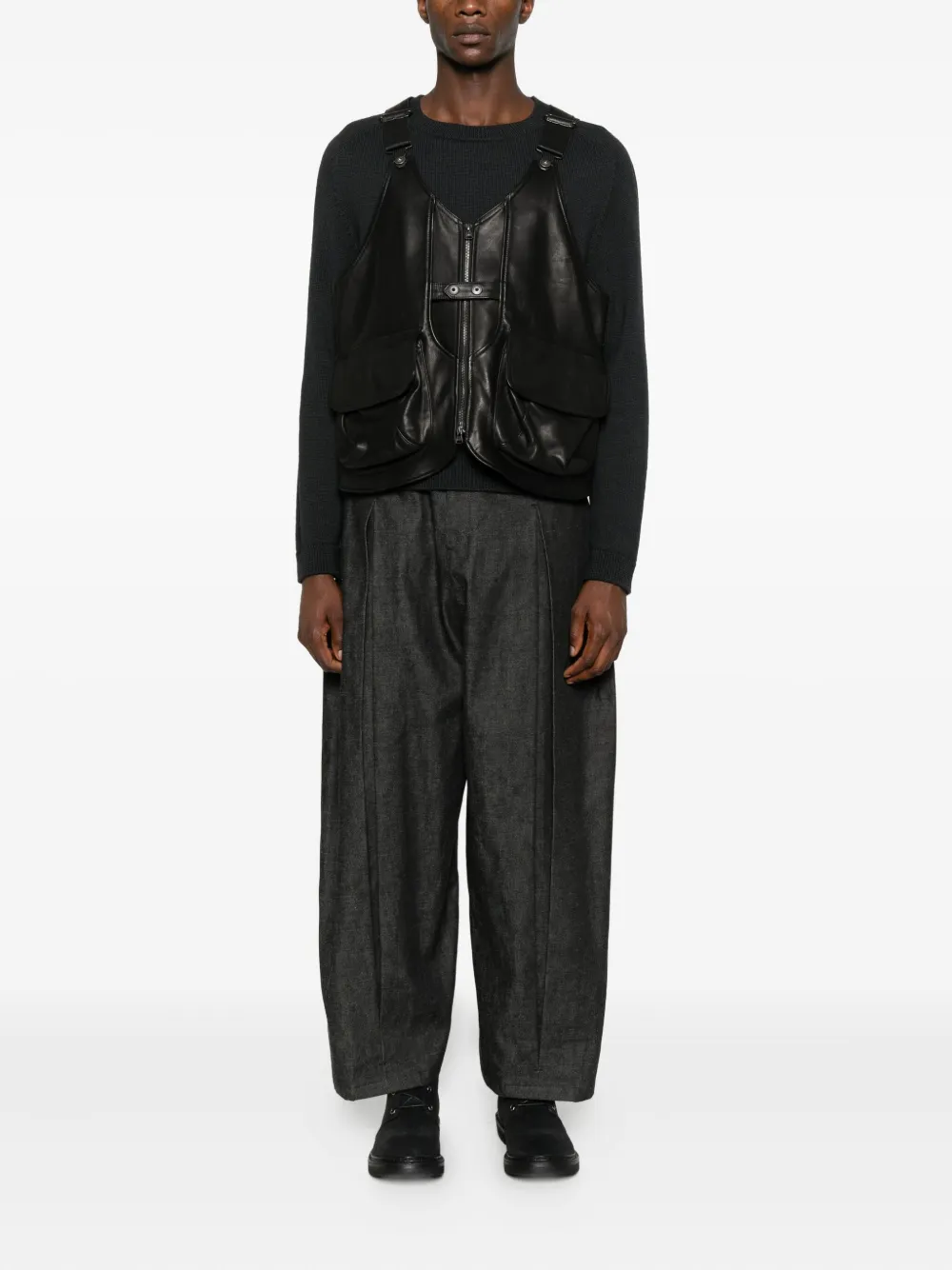 Yohji Yamamoto pocketed leather waistcoat | Leather Jackets | Image 2