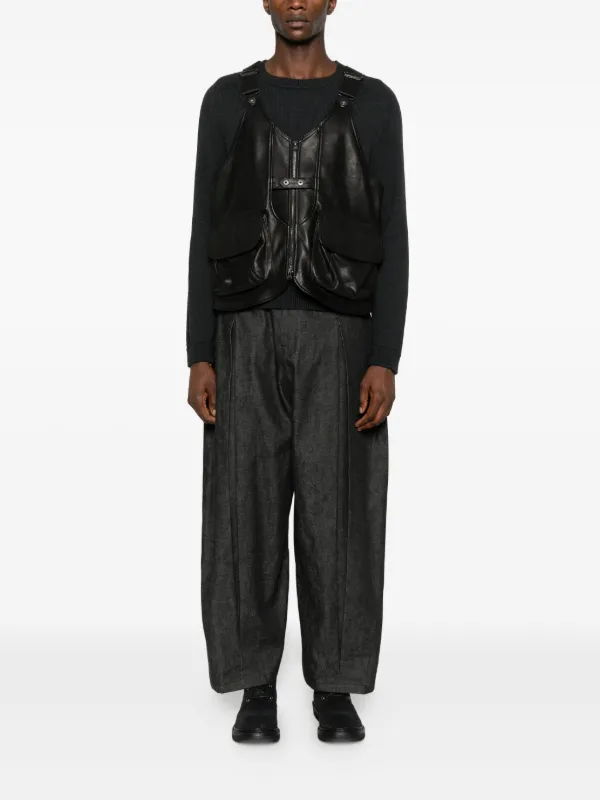 Yohji Yamamoto ポケット レザーベスト | ブラック | FARFETCH JP