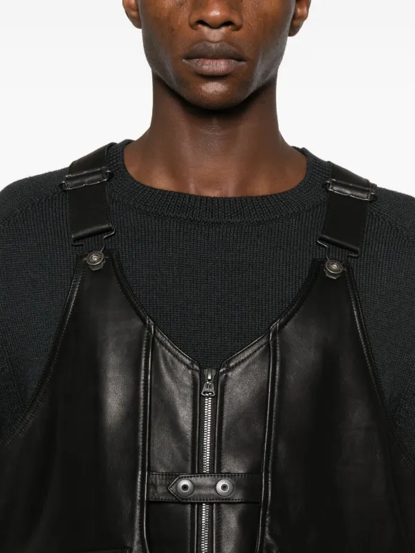 Yohji Yamamoto ポケット レザーベスト | ブラック | FARFETCH JP