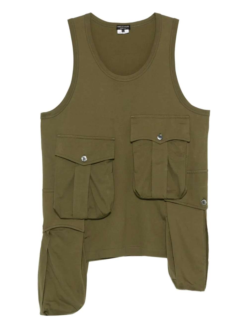 Comme des Garçons Homme Plus マルチポケット ノースリーブトップ - グリーン Comme des Garçons Homme Plus マルチポケット ノースリーブトップ - グリーン