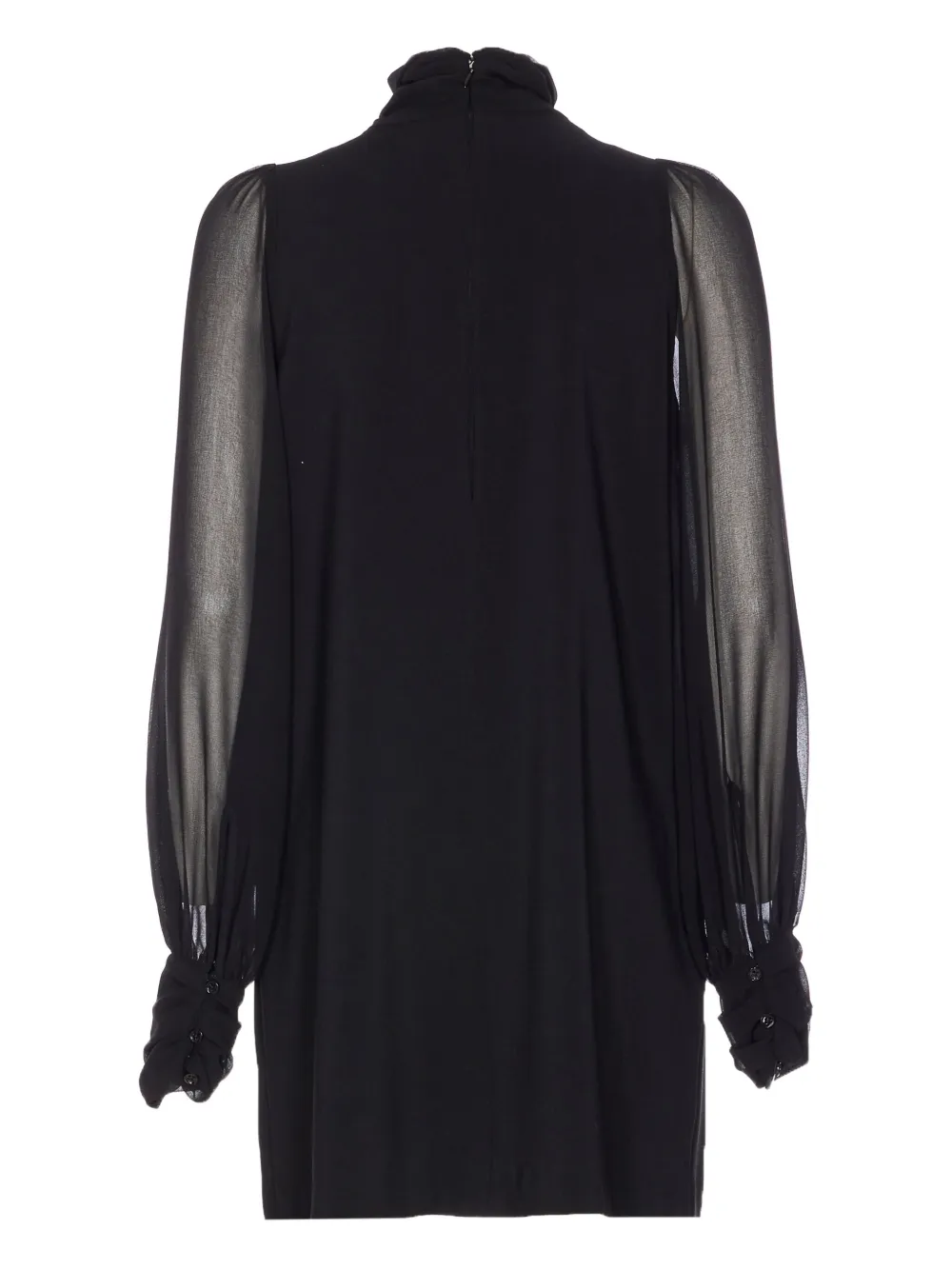 PINKO Mini-jurk met hoge hals en doorzichtige mouwen - Zwart