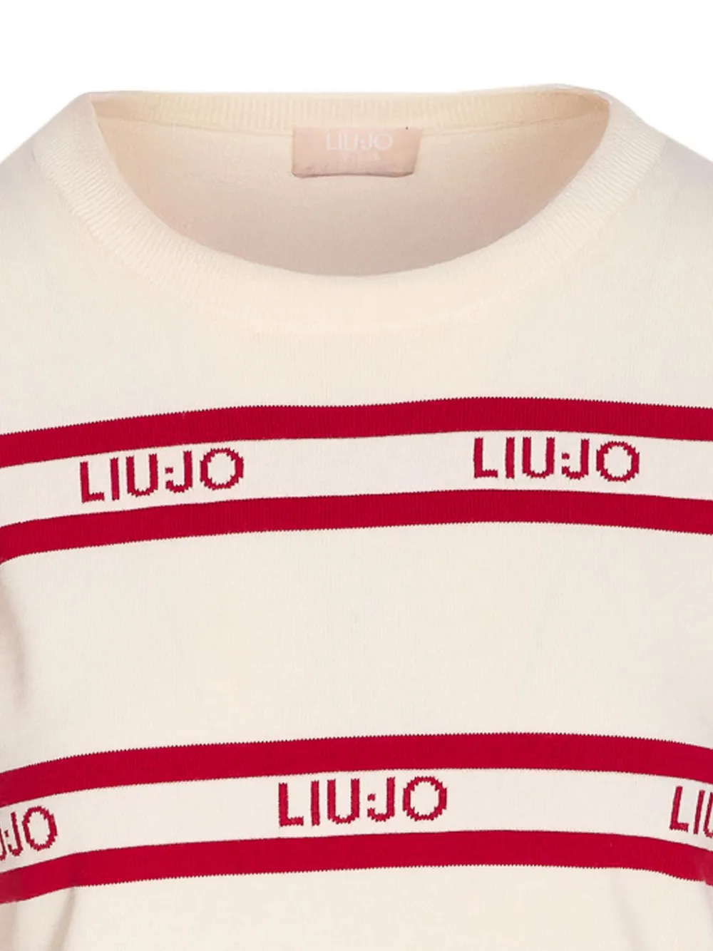 Liu •jo Logo-intarsia Striped Sweater In Neutral