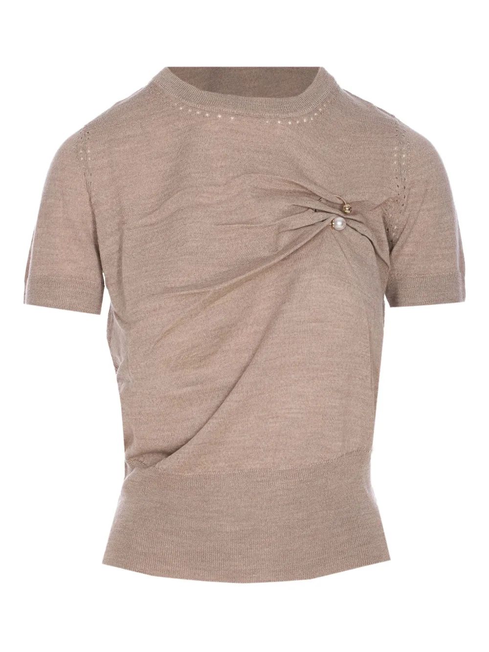 Liu •jo Faux-pearl-embellished Top In Brown