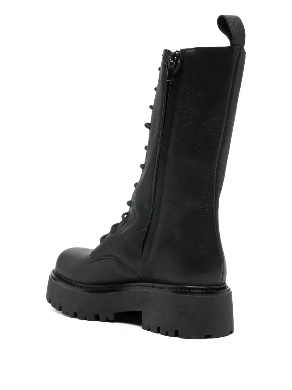 Gisel Moire Leren combat boots Zwart