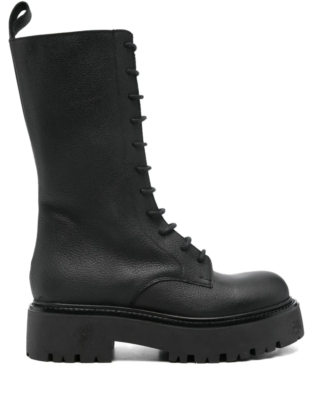 Gisel Moire Leren combat boots Zwart