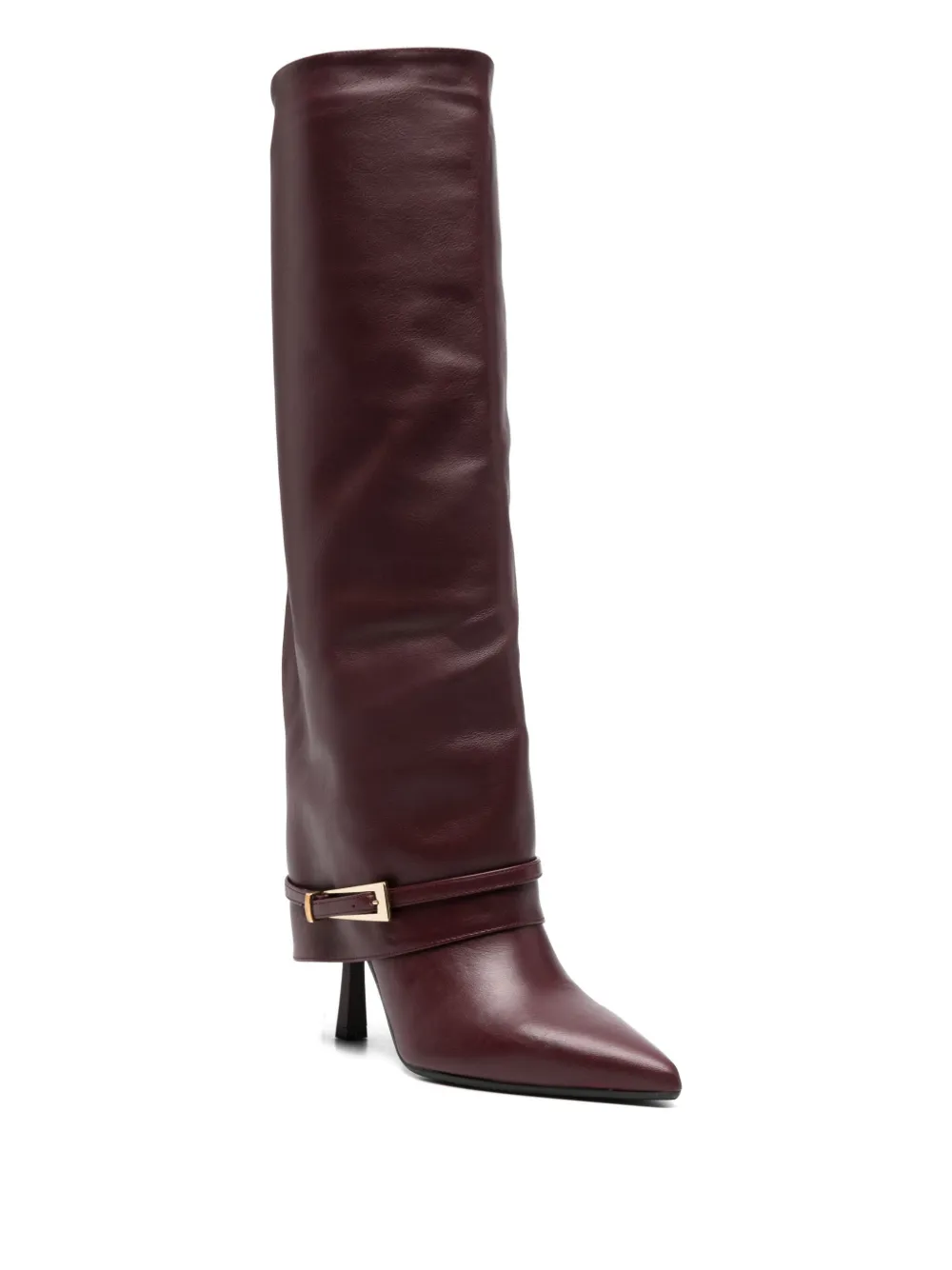 Gisel Moire 90 mm Samantha soepelvallende laarzen met gespdetail Rood