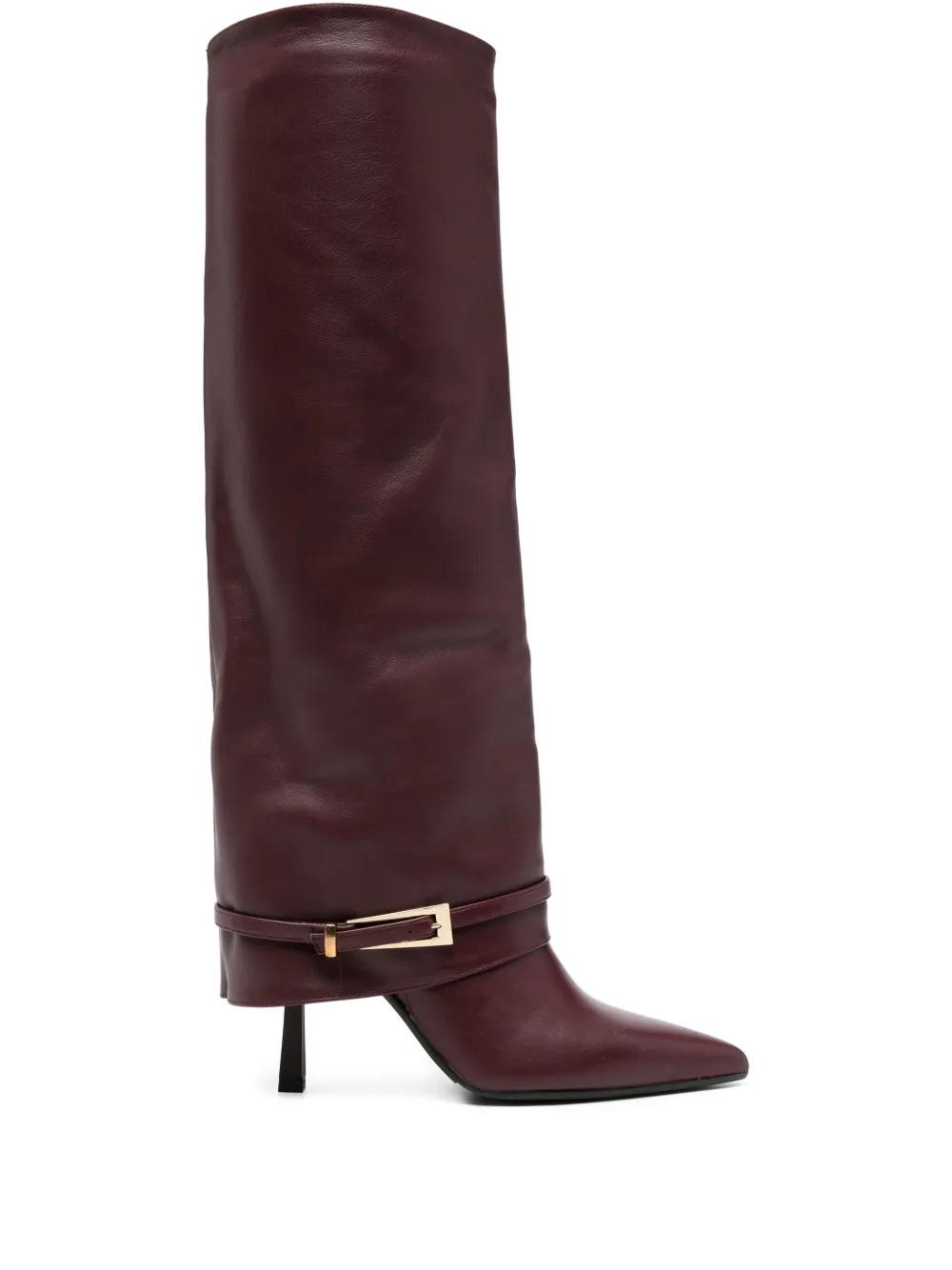 Gisel Moire 90 mm Samantha soepelvallende laarzen met gespdetail Rood