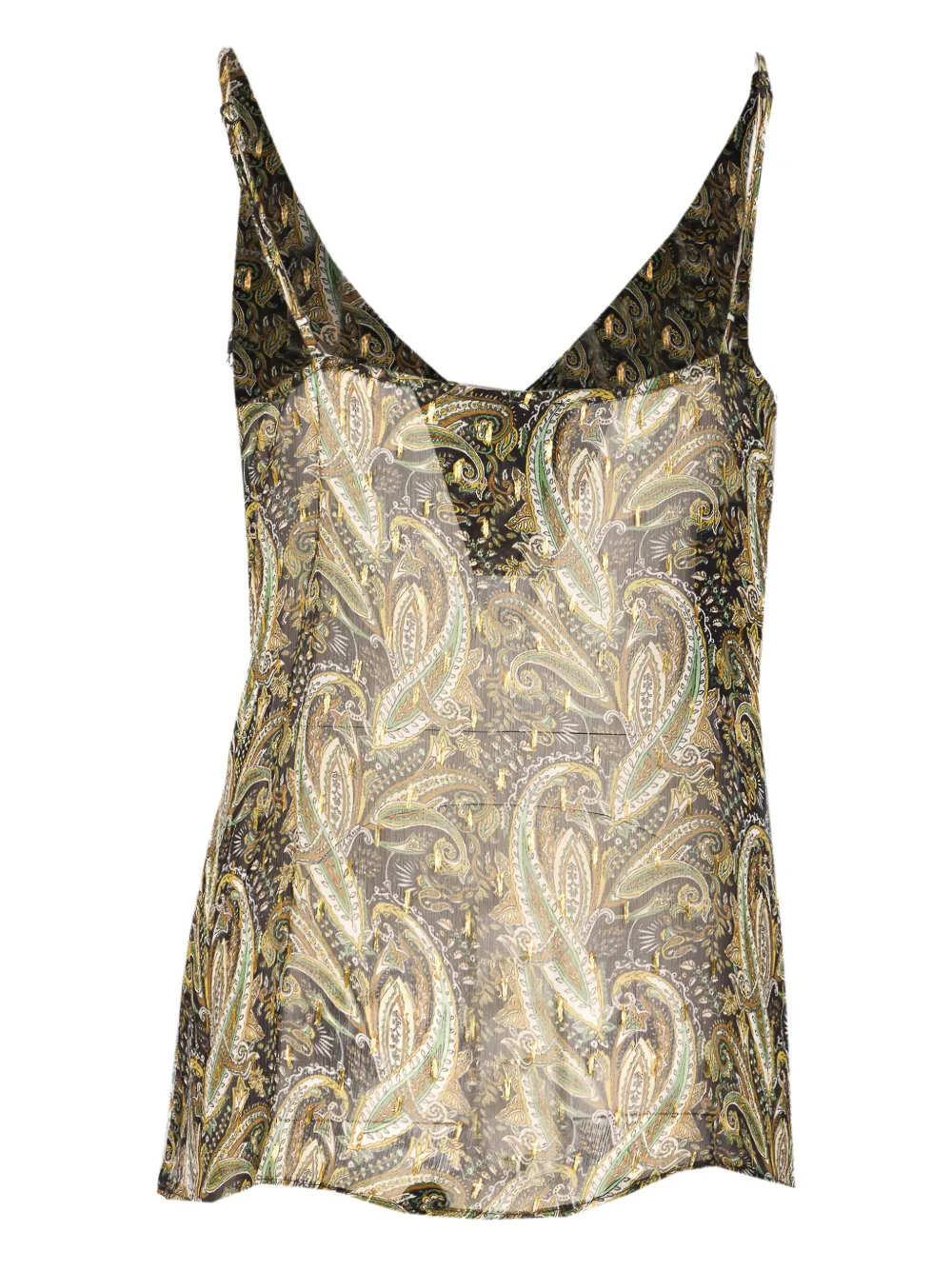 PINKO Top met paisley-print en kant - Groen
