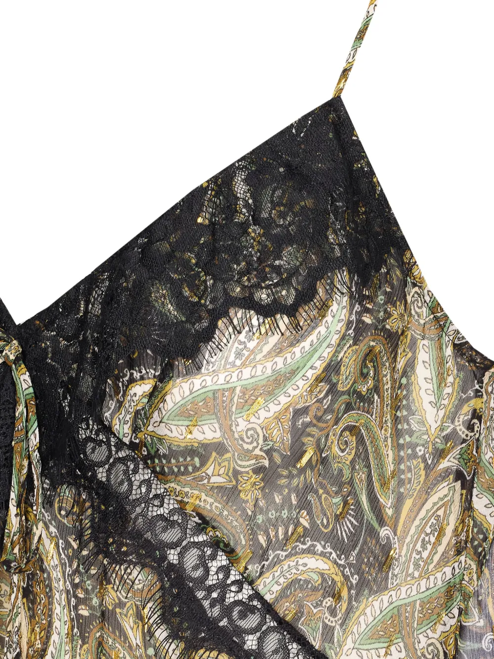 PINKO Top met paisley-print en kant Groen