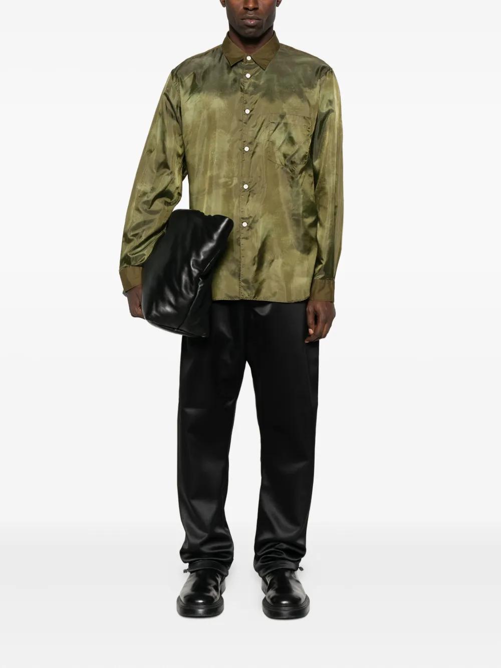 Comme Des Garçons Homme Deux Satin-finish Long-sleeve Shirt In Green