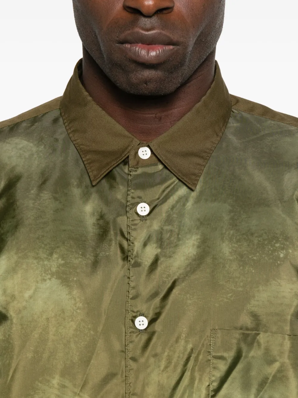 Comme Des Garçons Homme Deux Satin-finish Long-sleeve Shirt In Green