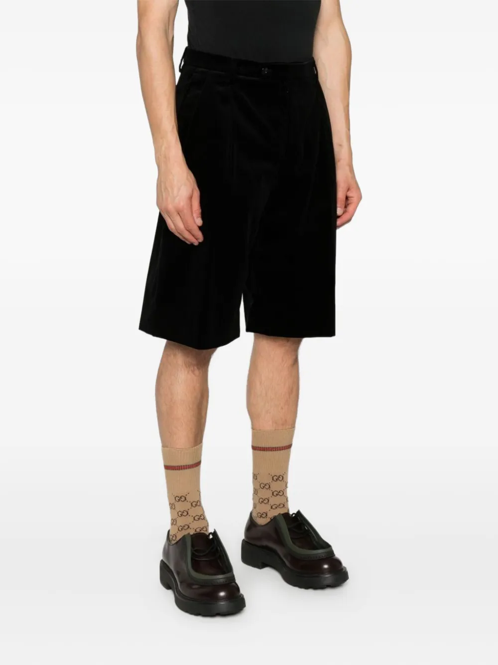 Gucci Shorts van katoenblend met plooien Zwart