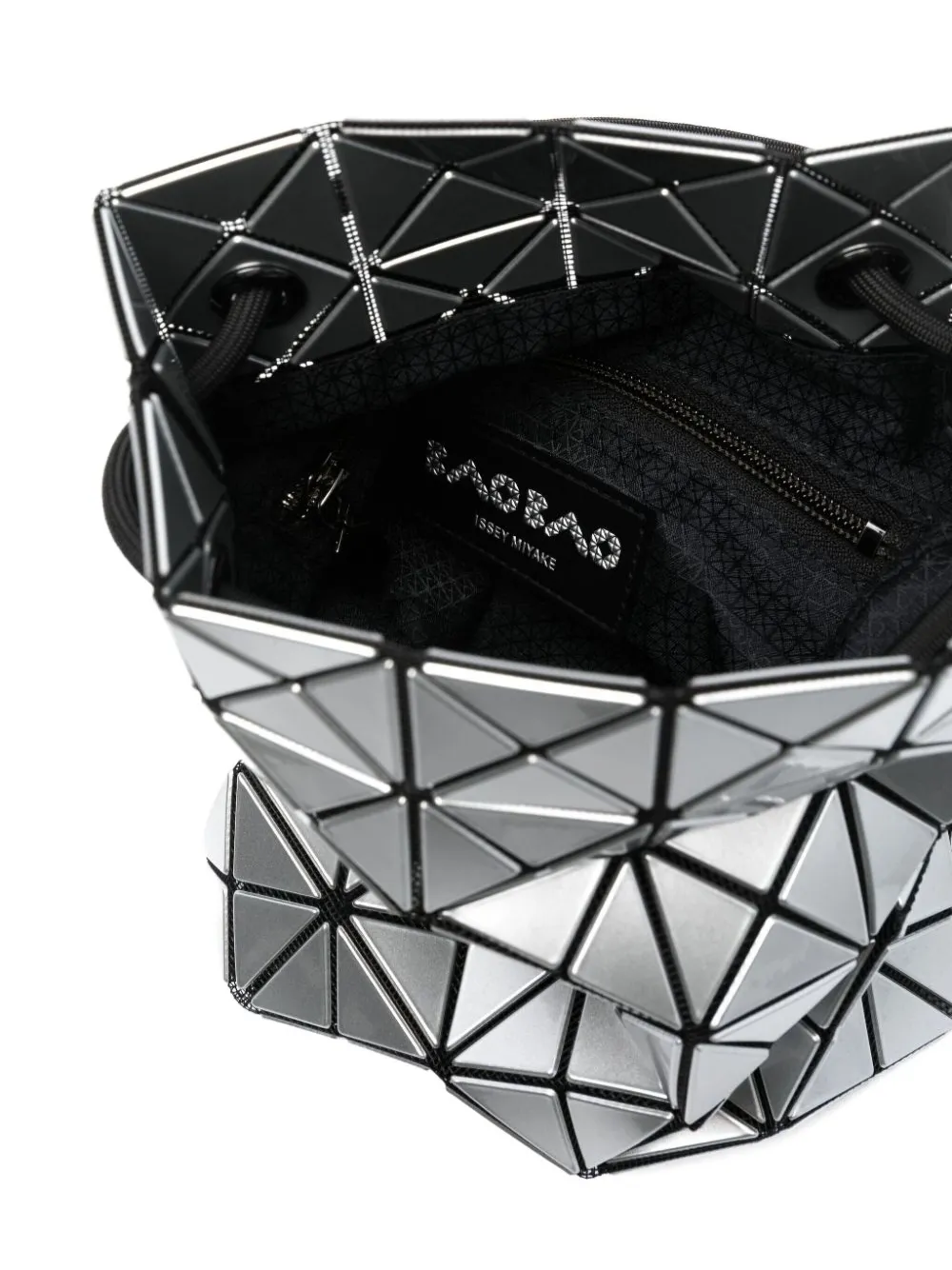 Bao Bao Issey Miyake Bao Bao Geometric-pattern Drawstring Bucket Bag In Silver
