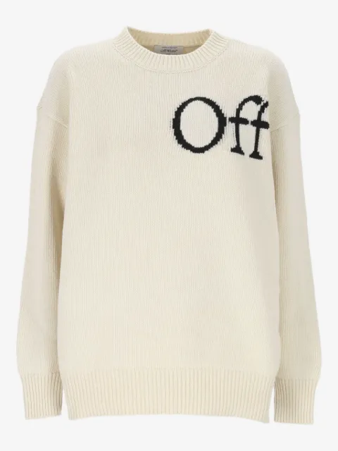 Off-White suéter con logo en intarsia
